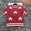 Diseñador 24 Principios de la primavera Nuevo diseño de nicho Marca de moda Clásico Estrella de cinco puntas Jersey de jacquard Top de punto de manga corta