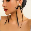 Kolczyki Dangle Korean Modna elegancka długa wstążka wisiorek dla kobiet Kpop Słodka imitacja Pearl Bowknot Ear Akcesoria