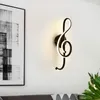 Applique murale créative LED Note de musique Design mural moderne chevet spirale veilleuse intérieur