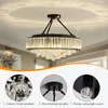 Lampadari Lampadario moderno di cristallo di grandi dimensioni Metallo nero E26 Lampada da soffitto rotonda a semi-incasso Lampada da soffitto Casa colonica per sala da pranzo Soggiorno