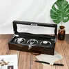 Watch Boxes Igh-end Black Sandalwood Aluminum Clamshell Window Storage Display Box Wooden 5