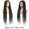 32 "Full Lace Front Box tressé perruques synthétiques sans noeuds Cornrow tresses noir frontal avec des cheveux de bébé pour les femmes X TRESS 231226