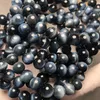 Meihan – pierres précieuses en vrac, éclairage naturel, Bracelet en œil de tigre bleu, perles rondes lisses, vente en gros pour la conception de bijoux à faire soi-même