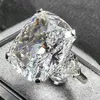 Sparkling vintage smycken par ringar 925 Sterling Silver Big Oval Cut Diamond Women Wedding Bridal Ring Set Gift274y