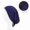 Etnische kleding Dames Moslim Satijn Hijab Cap Voorgebonden Jersey Elastisch Katoen Effen Kleur Wrap Hoofddoek Stretch Tulband Onderdoek