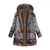 Women's Jackets Winter For Women Plus Fleece Jacket Leisure Printed Hooded Plush Size Loose Long