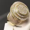 Nouvelle bague en diamant plaqué or pour hommes, bagues d'affaires à la mode, bagues de fiançailles, bijoux à main, Whole229v