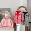 Ensembles de vêtements automne bébé fille vêtements tricoté ensemble tenues à carreaux mini jupe avec col rond boutonné cardigan de 2 à 7 ans