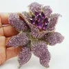 Estilo vintage broche roxo strass cristal orquídea flor broche pino moda mulher flor broches jóias316h