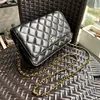 12A Upgrade Mirror Quality Classic Mini Square Flap Bag Womens Genuine Leather Caviar Lambskin Quilted Bag Designer Black Purse Handbag Shoulder Gold Chain Bags