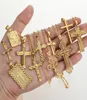 Naszyjniki wiszące proste modne naszyjnik łańcucha krzyżowego dla kobiet mężczyzn luksusowe damskie złotą biżuterię krucyfiks ozdobny prezent1237567