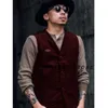 Elegante Man Vest Pak voor Mannen Formele Slijtage Gothic Chaleco Corduroy Mannelijke Vesten Pakken heren Vest Gilet Jassen Heren Fan