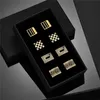 4 Pairs Cufflinks For Mens With Gift Box Man Shirt Wedding Guests Gifts Men Husband Jewelry Business Tie Clip 231226