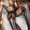 Erkek çorap tarzı külotlu çorap erkek fishnet tays adam uyluk yüksek çoraplar açık kasık jartiyer seks kıyafetleri erkek arkadaş hediyeleri