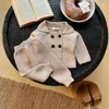 Kleidung Sets 8191 Baby Set 2023 Herbst Winter Gestrickte Pullover Anzug Einfarbig Polo Neck Strickjacke Hose Jungen Zwei Stück