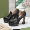 2024 High Heel Pumps Women Platform Heels Shoes Decoration Classic Casual Round Head äkta läderfestklänningskomanspumpar