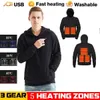 Winter Men's and women's USB Heated hoodies Cotton Zipper Pocket Wool Thick Lovers Fall/winter Heating casual hoodies 231226