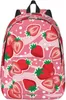 Sac à dos décontracté léger fraise brillante pour ordinateur portable hommes femmes sac de voyage en plein air toile sac à dos