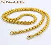 Fashion Jewelry 3mm 5mm 7mm Gold Color Stainless Steel Necklace Box Beads Style Link Chain For Mens Womens SC17 N7080935