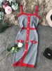 Vestido de malha elástico apertado listrado colorido quadrado com botão no peito único festa feminina sexy vestido de malha masculino 231226