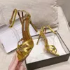Aquazzura Metallic high-heeled sandals woman Serpentine Genuine Leather Leather Stiletto Heel dress shoes 10.5cm 8.5cm Ankle Fashion party Wedding Evening shoes