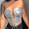 دبابات المرأة cinsd niche bodycon غير الرسمي الصيف العصري الحار الإناث مثير حمالة صدرية ساطعة من الجلد