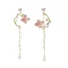 Dangle Oorbellen Verse Kersentak Japanse Stijl En Winddroom Paars Asymmetrisch Zoet Roze Ginkgo Bloem Ins