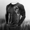 Mode herrkläder 2022 Autumn New Men's Digital Printed Loose Pullover Round Neck Skull Långärmad t-shirt