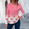 Chemisiers pour femmes à manches longues col rond hauts de saint-valentin pour femmes t-shirt V Western Wear