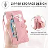 Multifunctional Cases For Samsung S24 Plus Ultra A15 A35 A55 A25 5G Xiaomi 14 Pro Zipper Leather Wallet Lace Flower Print Stand Girls Lady Flip Cover Card Cash Pouch