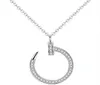 Branded sterling silver nail necklace fashion full diamond collarbone chain necklaces opp bag8240650