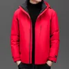Nueva chaqueta de plumas de ganso para hombres jóvenes, chaqueta con capucha de alta gama, chaqueta cálida gruesa informal