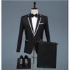 2023 Nya mäns tre-stycken koreansk stil kostym Slim White Professional Best Man Groom Dress med Bow Tie Tuxedo