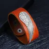 Charme pulseiras masculino ajustável punk anjo asa pulseira feminina jóias grande punho largo couro envoltório pulseira bangles1212q