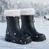 STRONGSHEN Damen-Regenstiefel, Winter, warm, wasserdicht, Gummi, Chelsea-Stiefel, modisch, rutschfest, Regenschuhe, Angeln, Wathose, Wasserschuhe 231226