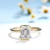 Kuololit 3CT Emerald Cut Ring pour les femmes Sobeil 18K 14K Yellow Gold DVVS1 Diamond Ring pour les cadeaux de Noël de fiançailles 231225