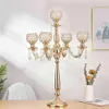 5 Arms Metal Candelabra Home Holiday Decoration Table Centerpieces Crystal Candle Holders For Wedding Party Candlestick 220208307J