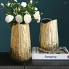 Vasen Nordic Style Gold Keramikvase Wohnzimmer Schlafzimmer Desktop Blumenarrangement Kunst Getrocknete Heimdekoration Zubehör