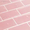 Wallpapers simples rosa espessado adesivos de parede cozinha telhas à prova d 'água banheiro 3d papel de parede casa sala de estar decoração