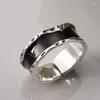 Cluster ringen zwarte druppelende oliering S925 sterling zilver onregelmatig breed gezicht enkele vrouwelijke INS modemerk gepersonaliseerde open index