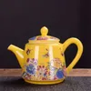 Cerâmica esmalte colorido bule de chá kung fu conjunto de chá colorido pintado pote de água xícara de chá capa tigela chaleira aquecida infusor bule argila 231225