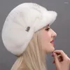 ベレー帽の輸入された皮の革の耳のプロテクター冬の女性の短いbrimedアヒルの帽子