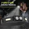 New Headlamps 1/2pcs LED Headlamps Rechargeable Headlight IR Motion Sensor Head Lamp Water-Resistant Lightweight Head Flashlight Headlamp