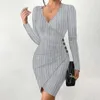 Casual Dresses Women's Sexy Long Sleeve V Neck Ruched BodyCon Mini Party Cocktail Dress N For Women Beach Outfit