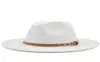 Szerokie brzegowe czapki kobiety wełniane poczucia brzęczania Jazz Fedora Panama Style Cowboy Trilby Party Formal Dress Hat Duży rozmiar żółty biały A72850867