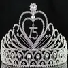 Janefashions Quinceanera Sweet 15 Fifteen 15th Birthday Party Coronas de Clear White Österrikisk strass Tiara Crown Y200807189o