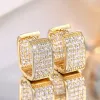 Charmante Mannen Vrouwen Oorbellen 18K Geel Wit Verguld Volledige Bling CZ Iced Out Hoops Oorbellen Sieraden voor Feest Bruiloft Leuk Cadeau