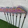 Kluby golfowe Mg Itobori Mens Iron Set Kolor tęczy ze stalowym/grafitowym wałkiem z nagłówkami 7pcs (4,5,6,7,8,9, P) Miękkie żelazne kute