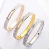 Top Quality Rose Gold Hollow Crystal Stainless Steel Love Men Women Slide Zircon Carter Bangle Cuff Bracelet Valentine Q0717276b