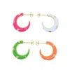 Boucles d'oreilles créoles en émail rose vert blanc Orange pour femmes, 20mm, forme C avec motif d'étoiles, couleur plaquée or, bijoux à la mode, tendance